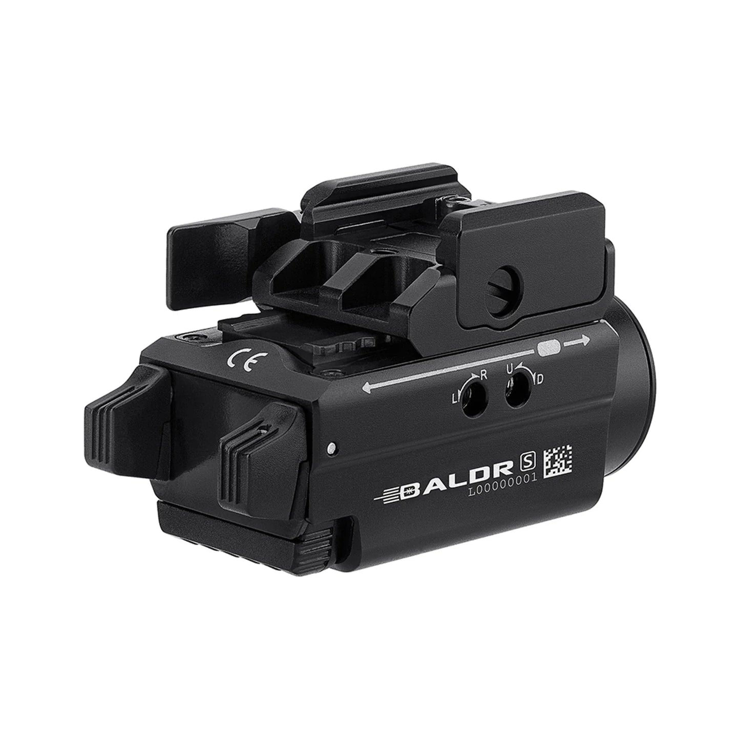 Olight Baldr S Black rear view showing the dual ambidextrous switches