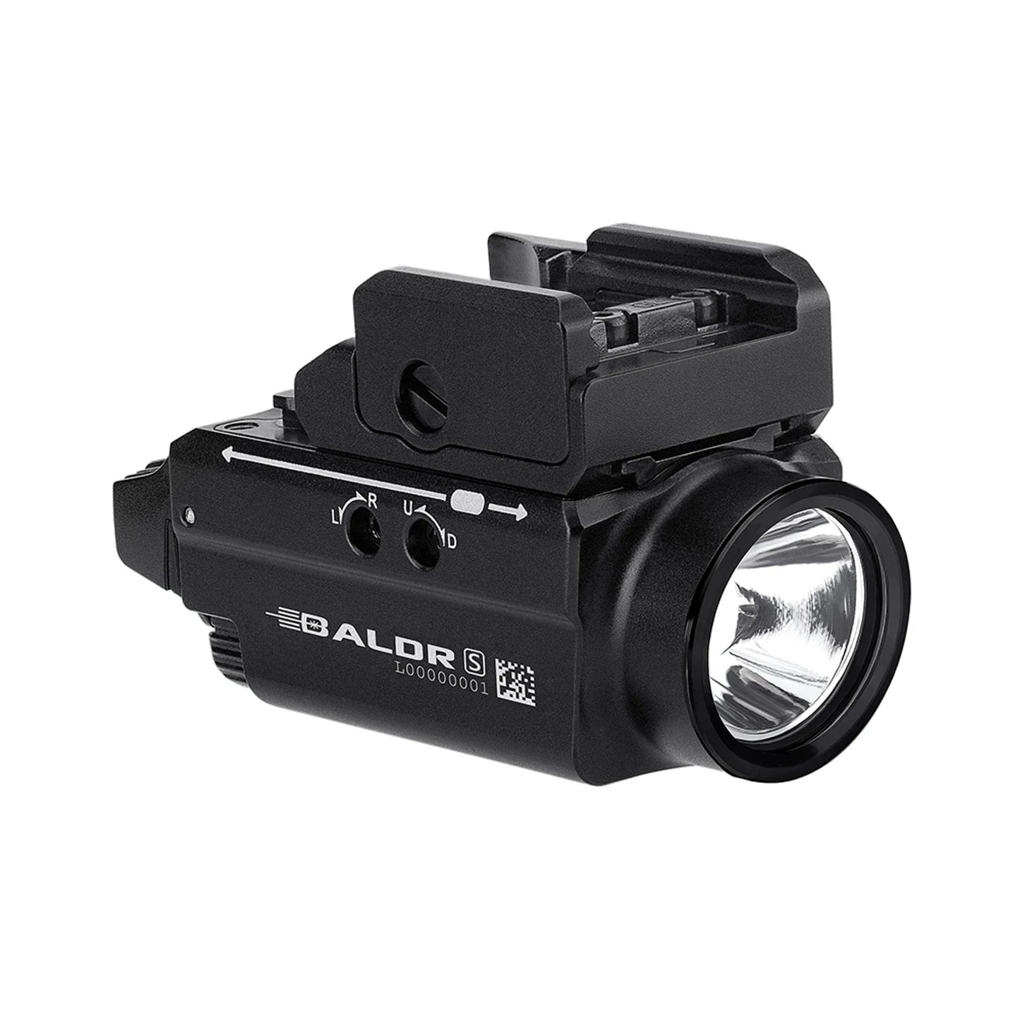 Olight Baldr S Black side profile view showing the Baldr S marking