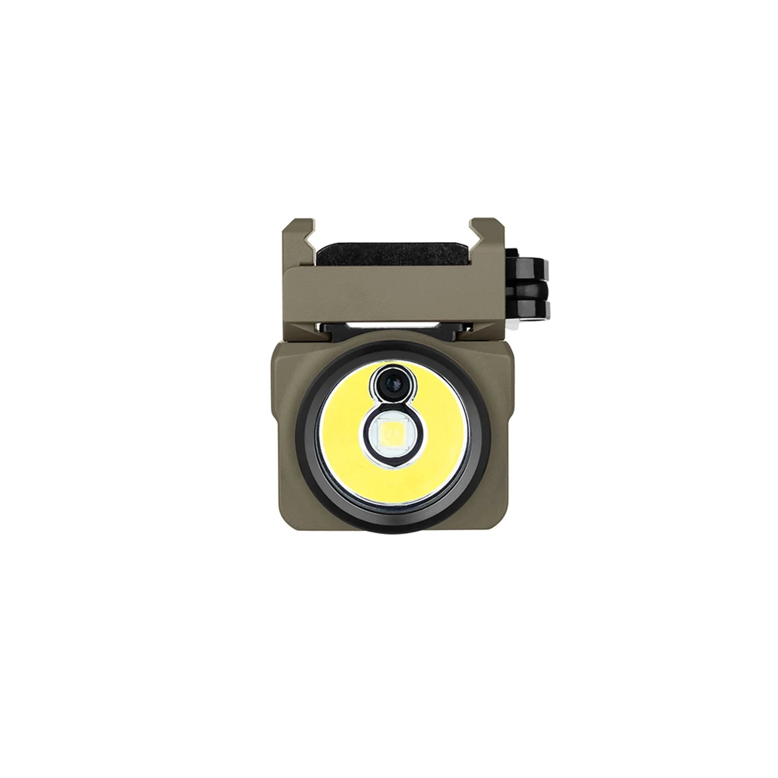 Olight Baldr S Desert Tan LED emitter and TIR optic close-up detail