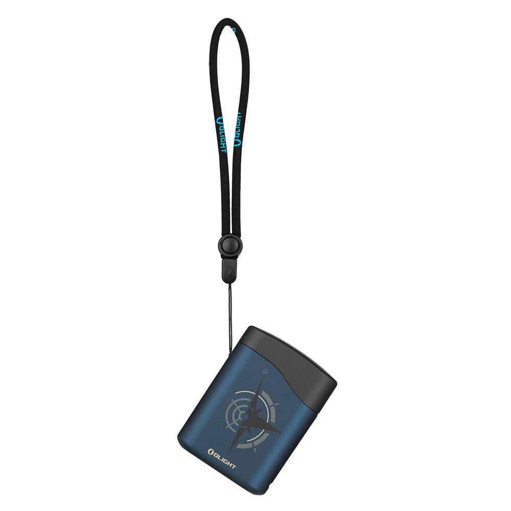 Olight Baton 4 Premium Guidance wireless charging case hanging from lanyard for portable power