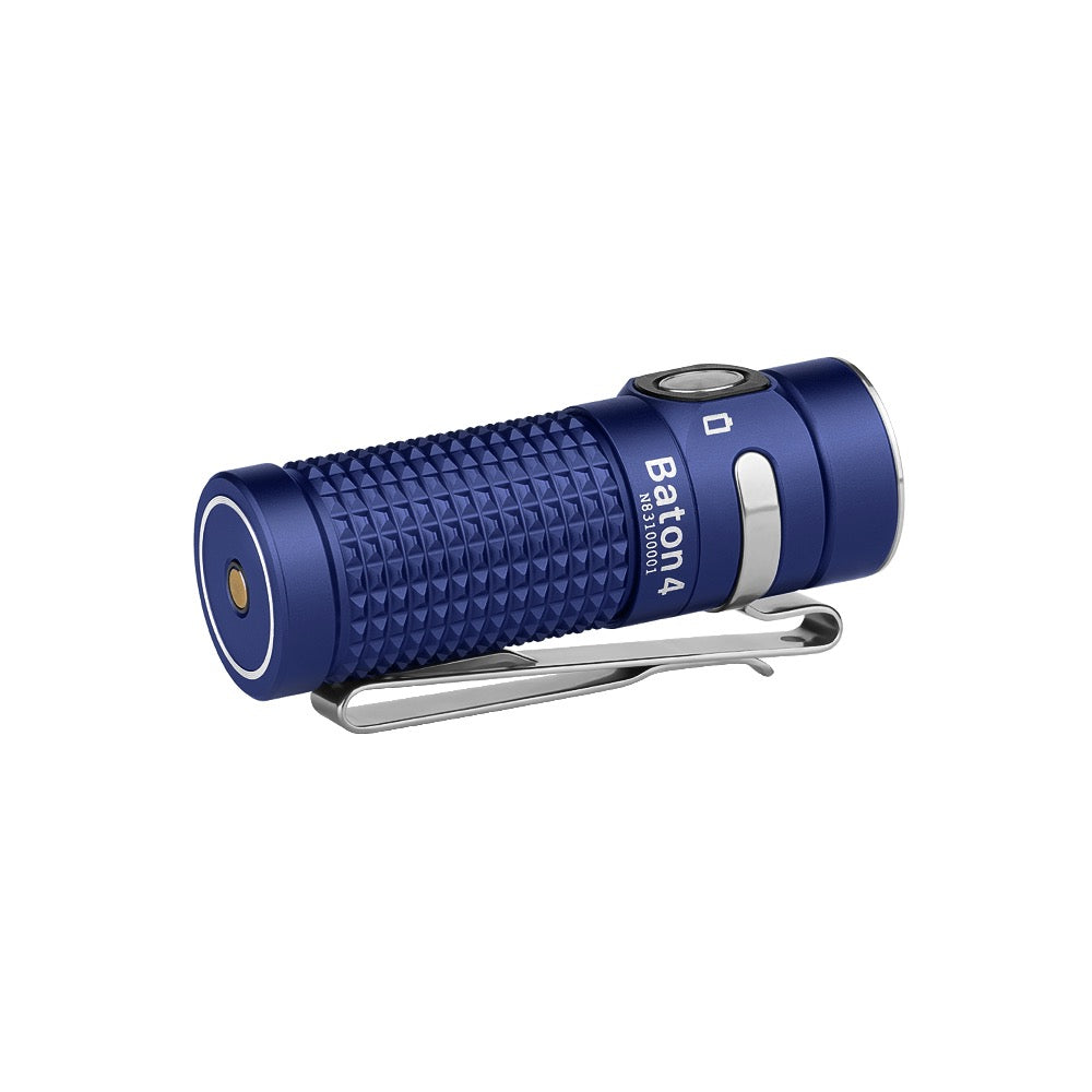 Olight Baton 4 Regal Blue – 1300 Lumen Rechargeable Compact EDC Flashlight Magnetic Charging