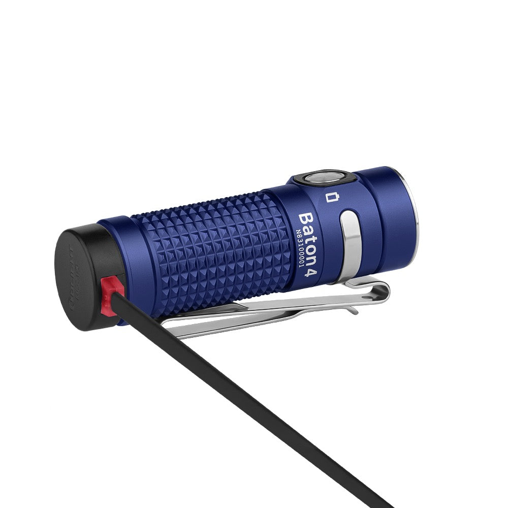 Olight Baton 4 Regal Blue – 1300 Lumen Rechargeable Compact EDC Flashlight Magnetic Charging