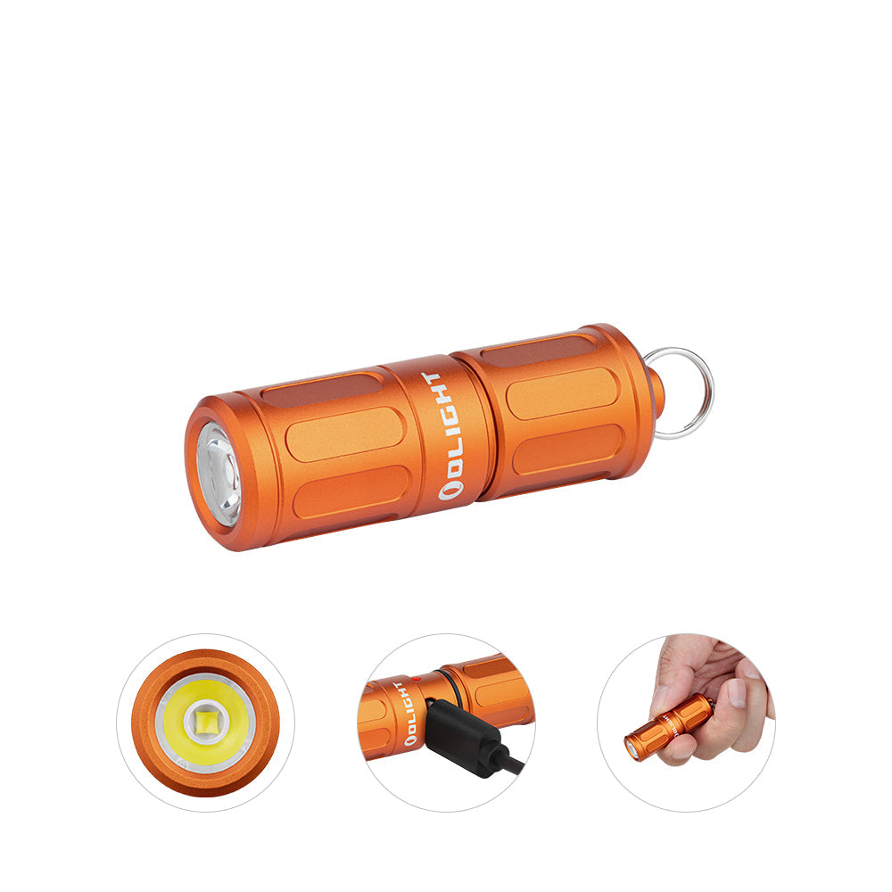 Olight i1R 2 Pro Capsule Orange with keyring and included accessories