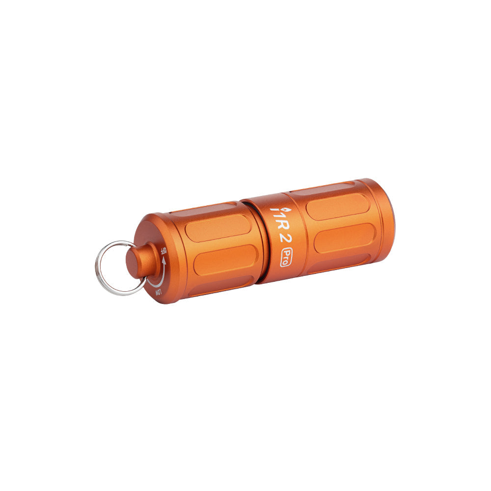 Olight i1R 2 Pro Capsule Orange shown with its keyring attachment