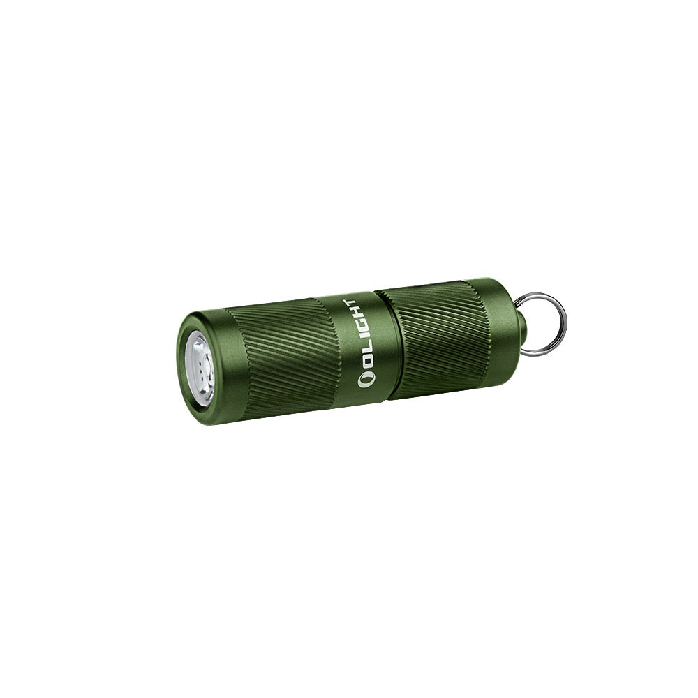 Olight i1R 2 Pro Green angled view – 180 lumen USB-C rechargeable keychain flashlight