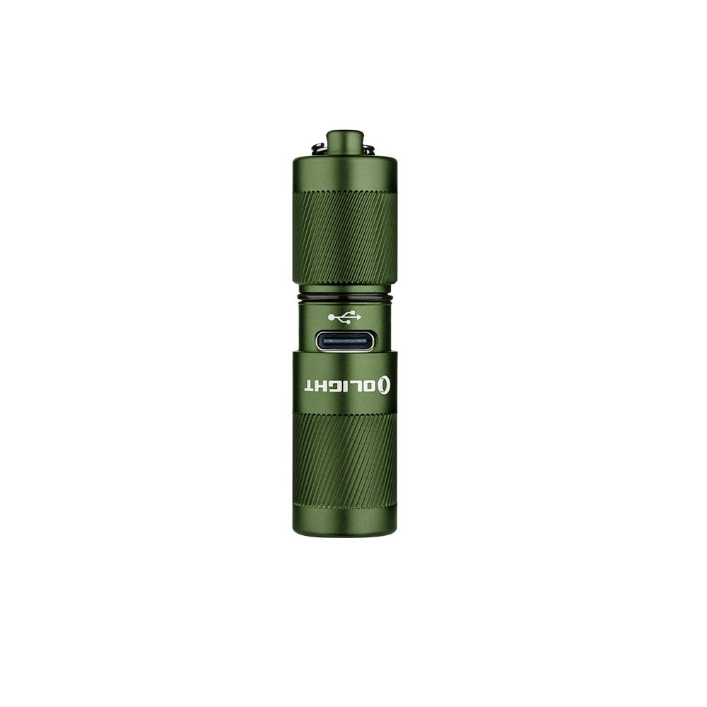 Olight i1R 2 Pro Green rear view showing the USB-C charging port