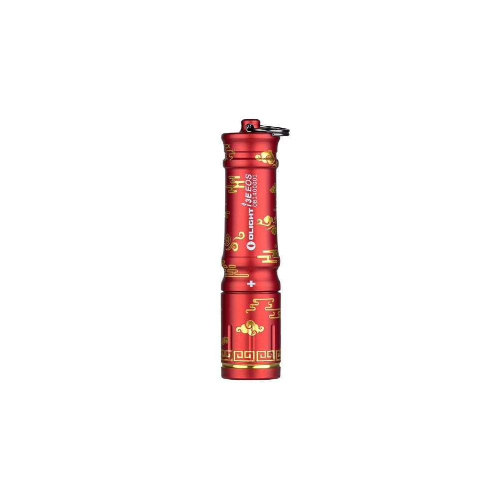 Olight i3E EOS Auspicious Clouds standing upright showing the compact body