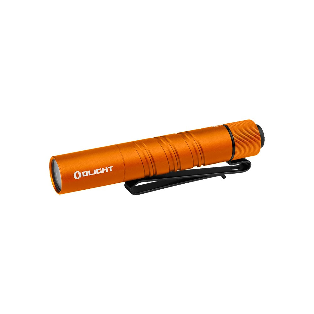 Olight i3T 2 EOS Orange front view – 300 lumen dual-fuel AAA EDC flashlight