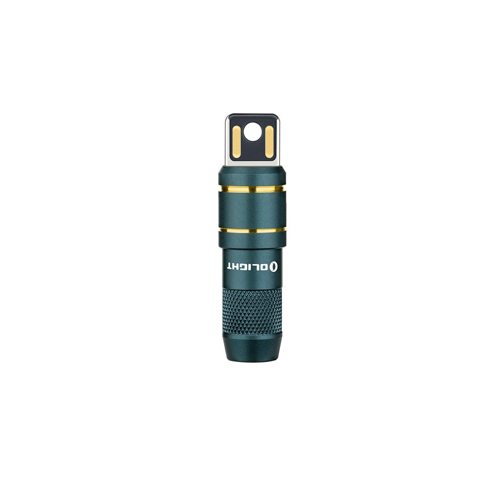Olight imini 2 Dream Blue standing upright showing the magnetic base