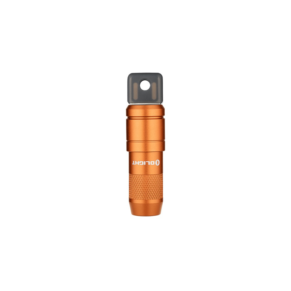 Olight imini 2 Orange rear view showing the keyring attachment