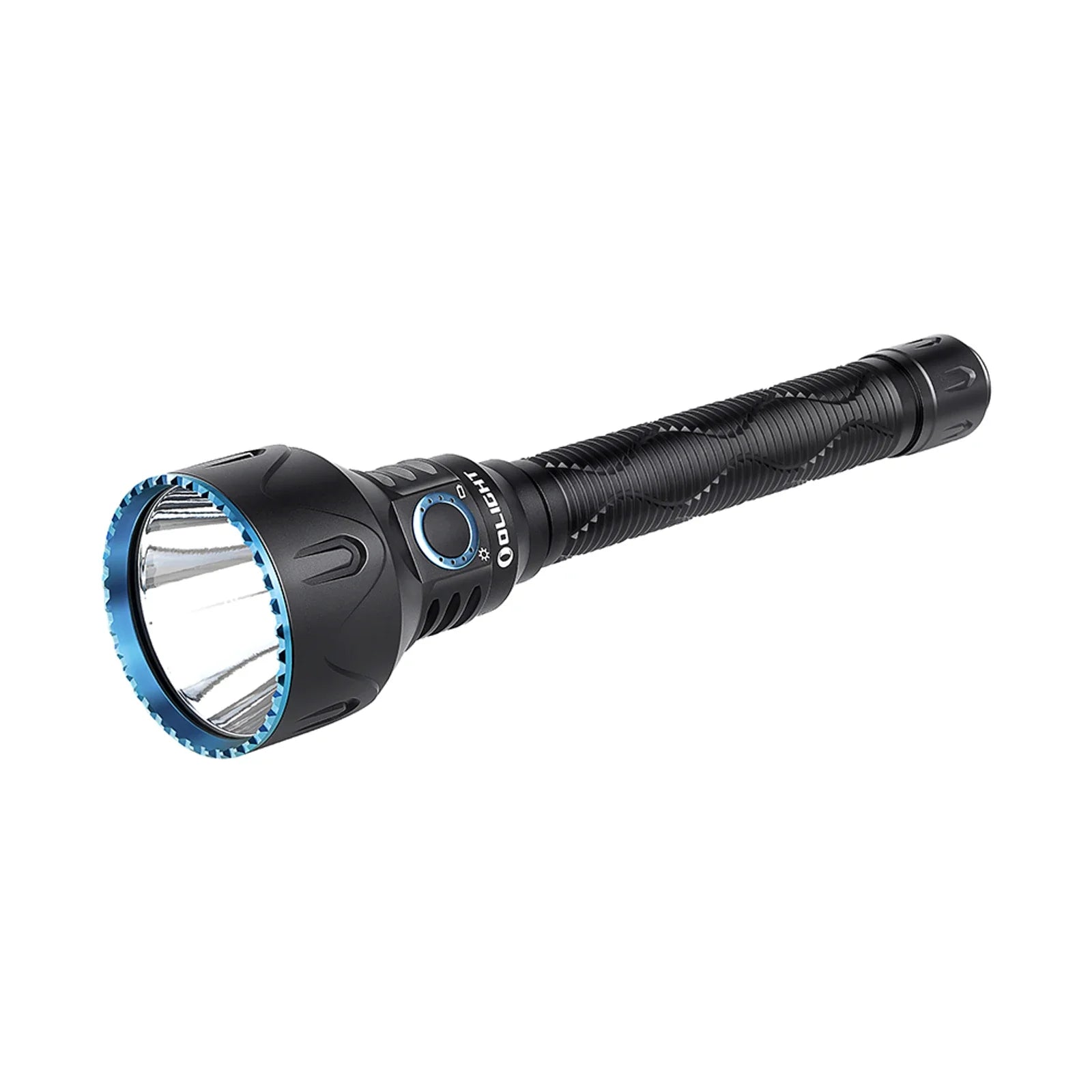 Olight Javelot Pro 2 angled view showing the deep reflector and knurled body