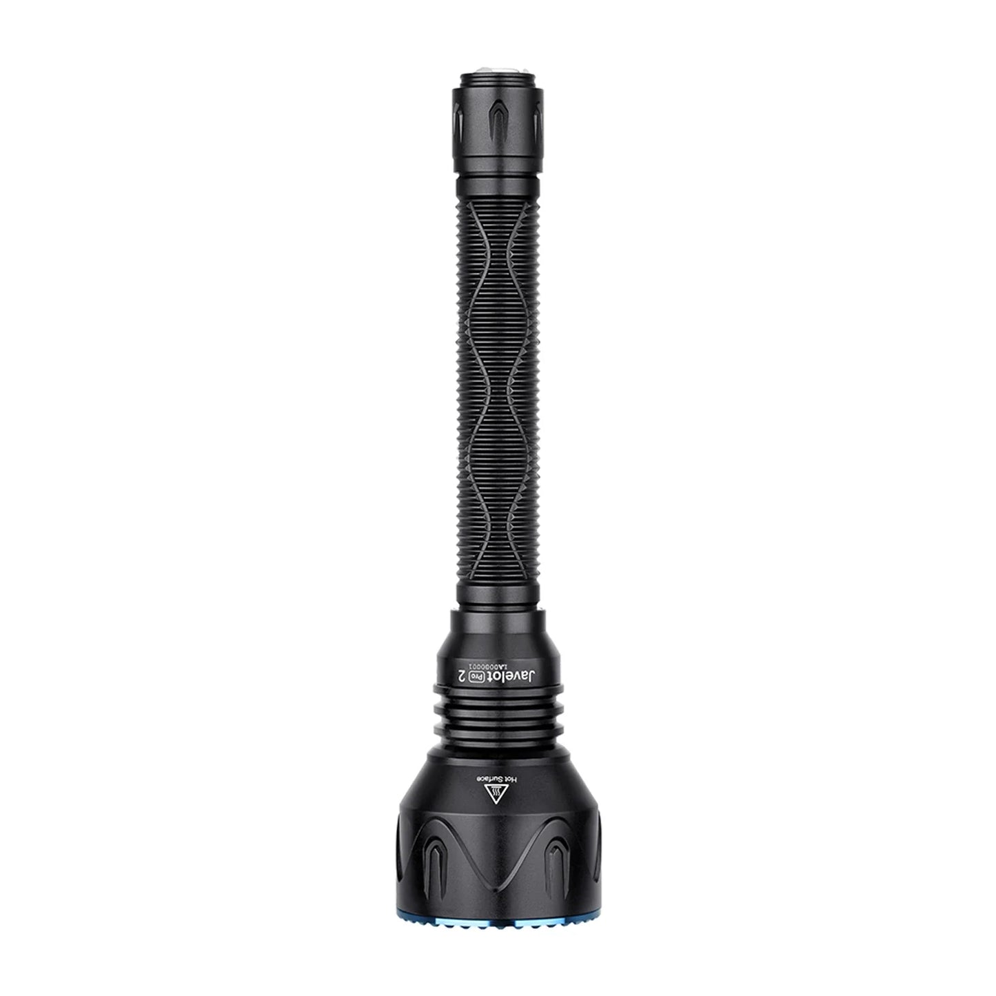 Olight Javelot Pro 2 front view showing the deep smooth reflector and crenulated bezel