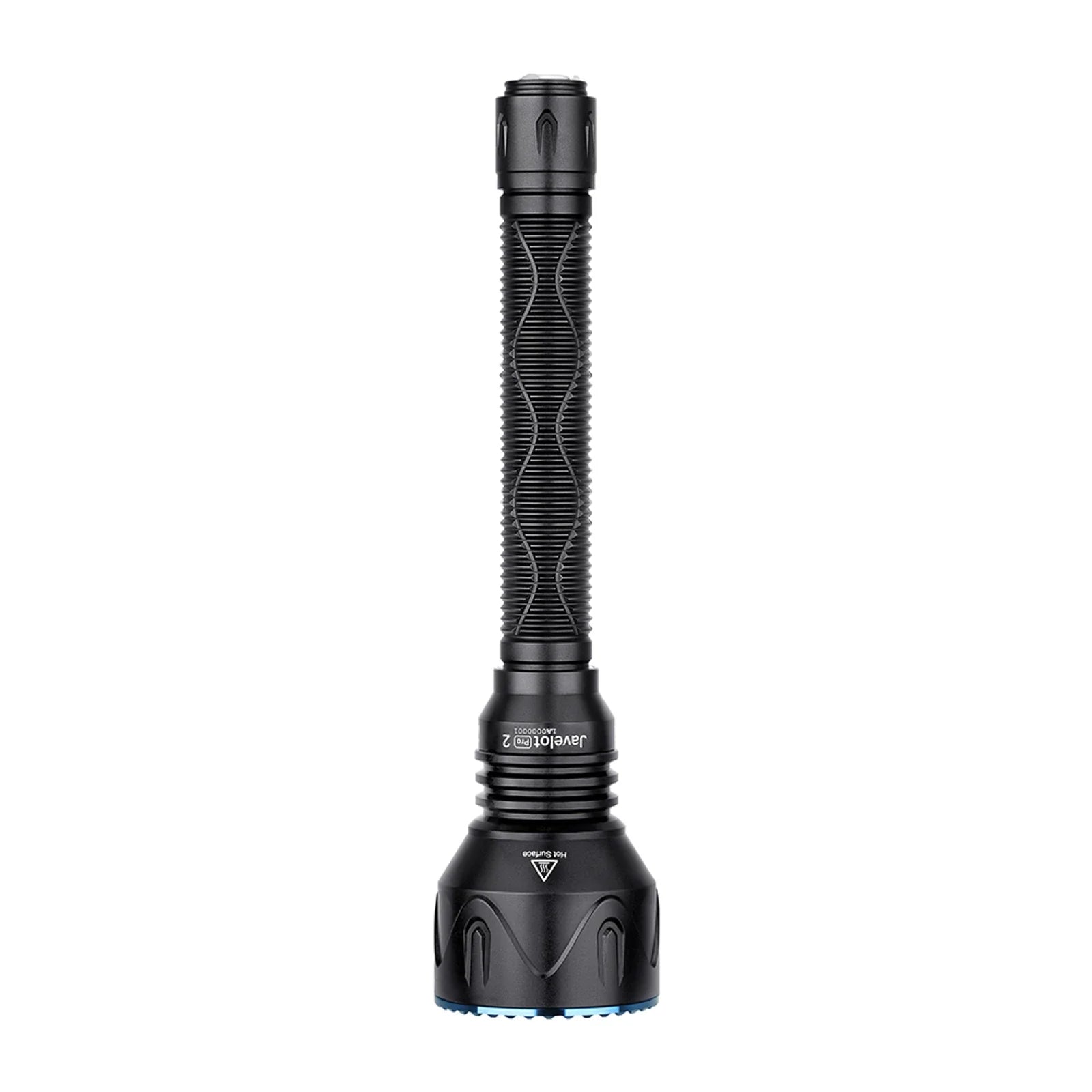 Olight Javelot Pro 2 front view showing the deep smooth reflector and crenulated bezel