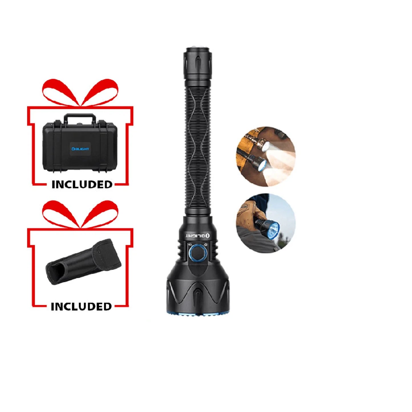 Olight Javelot Pro 2 with included hard carry case and replaceable battery pack
