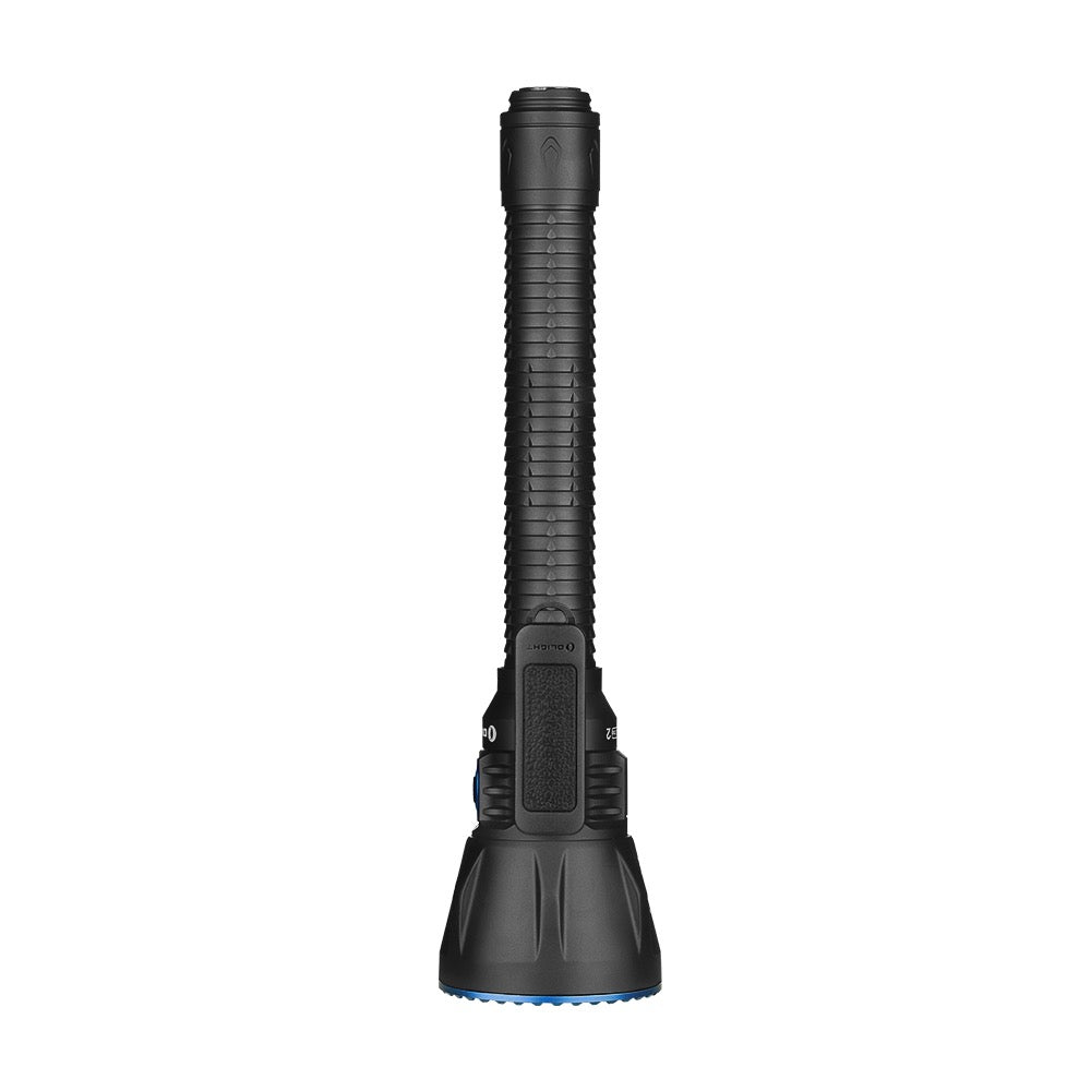 Olight Javelot Turbo 2 Black rear view showing the tail switch and knurled body