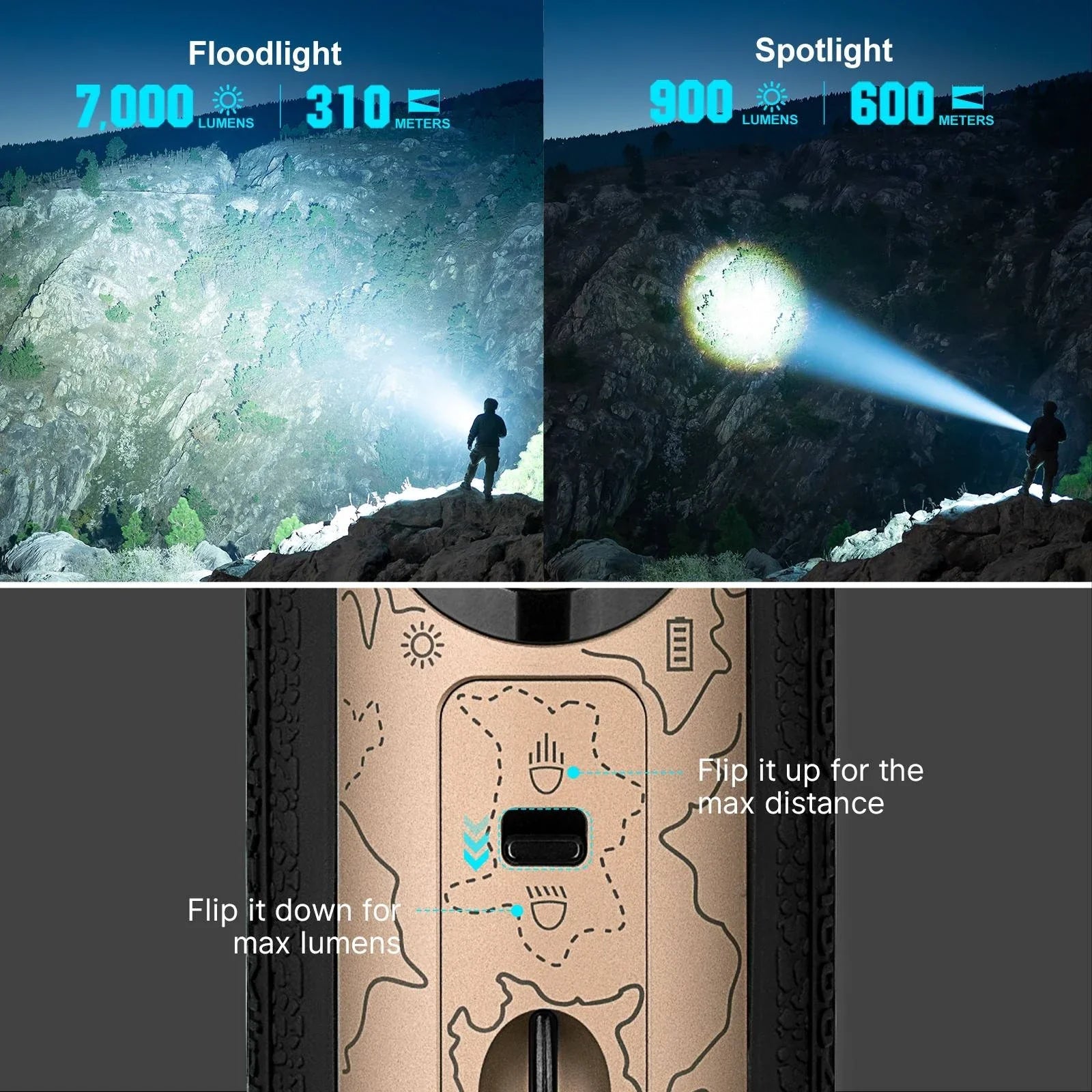 Olight Marauder Mini Desert Terrain side profile view