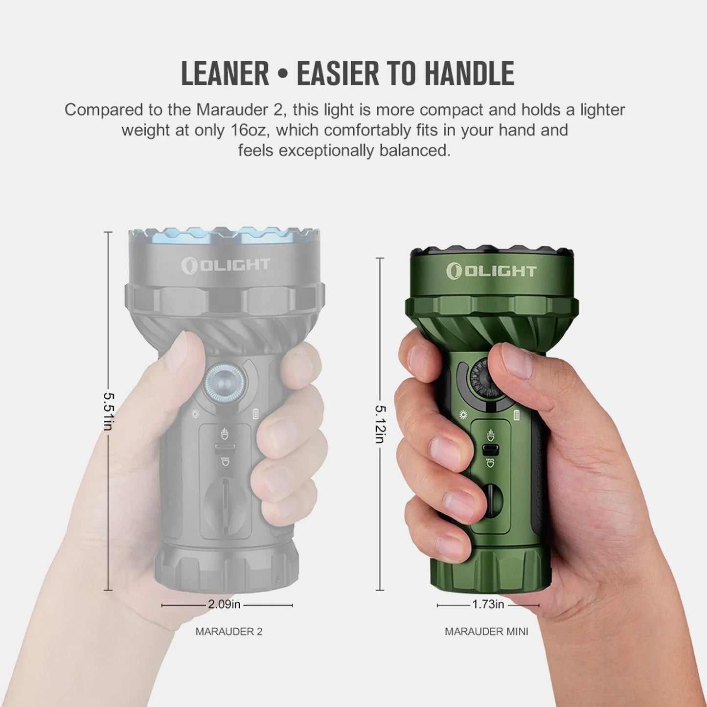 Olight Marauder Mini OD Green bezel and LED array close-up detail