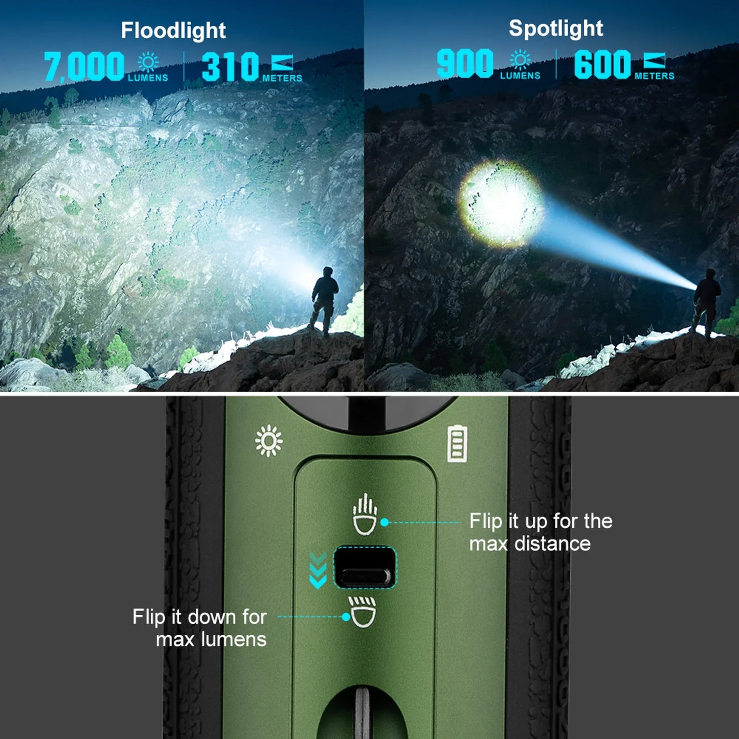 Olight Marauder Mini OD Green side profile view