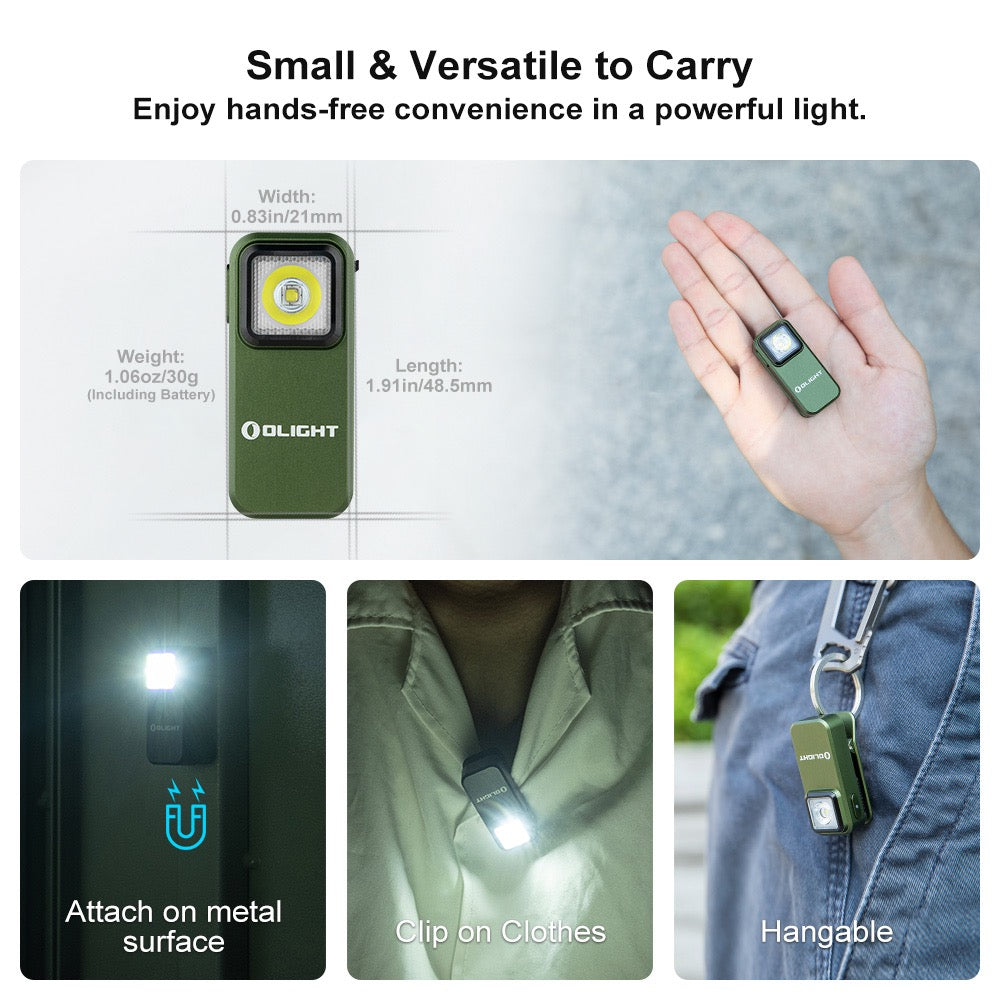 Olight Oclip Clip Light – OD Green | 300 lm Rechargeable Clip-On with White & Red LED