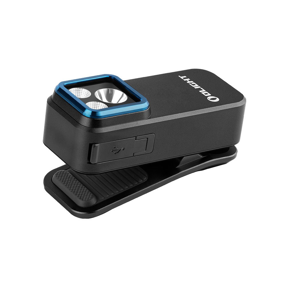 Olight Oclip Pro Black side view showing the sturdy spring clip and magnetic base