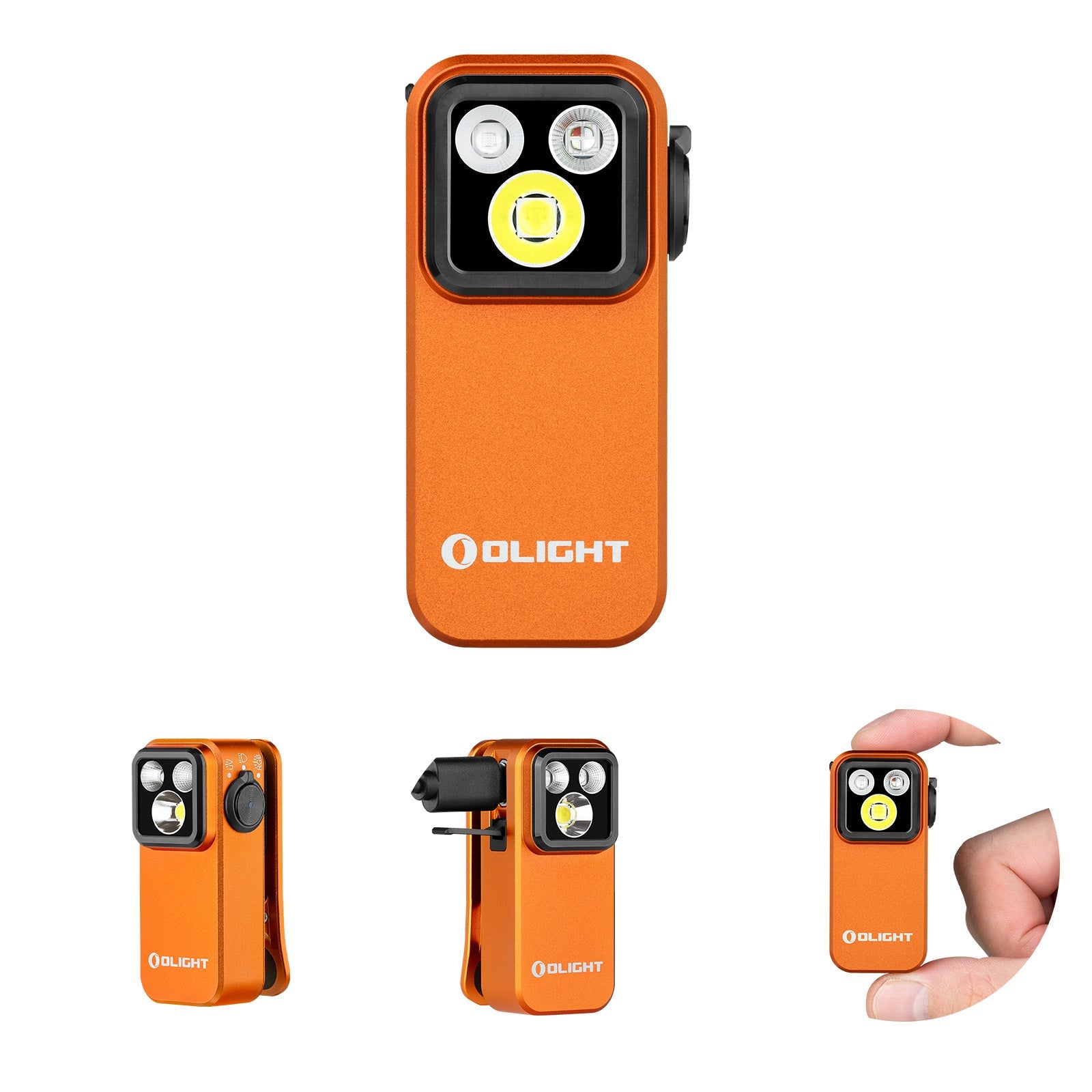 Olight Oclip Pro S Orange front view – 600 lumen 5-in-1 clip flashlight