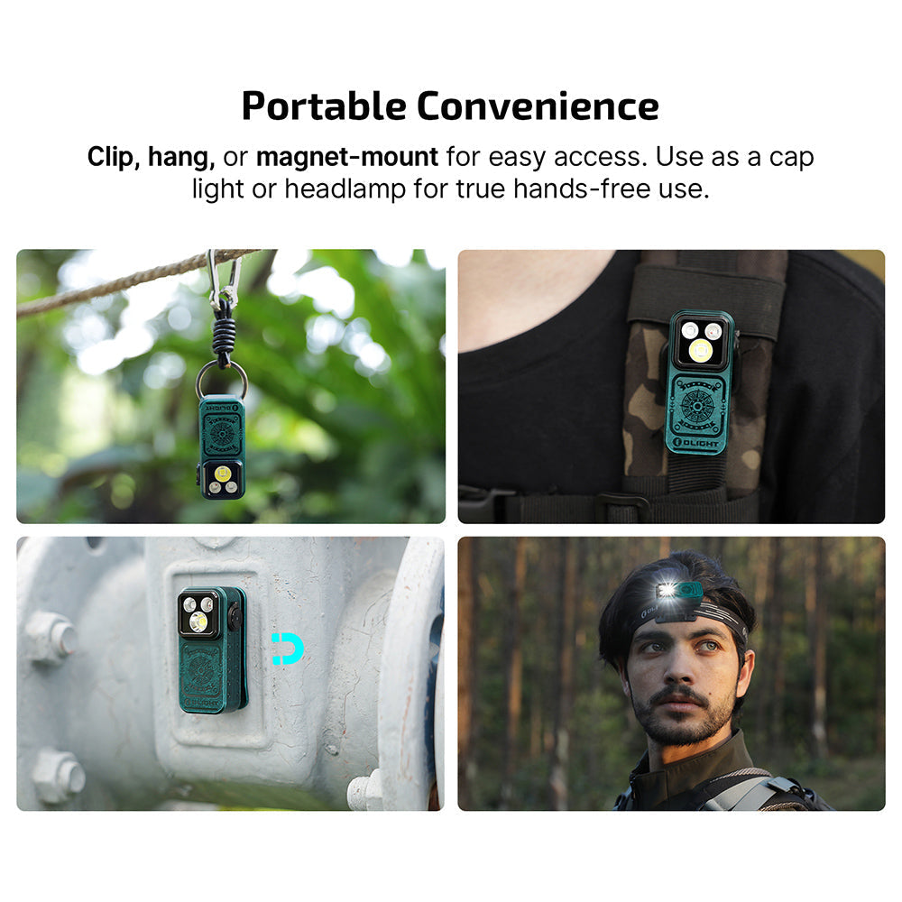 Olight Oclip Pro S Sunken Artifact magnetic mount and headlamp strap for hands-free use