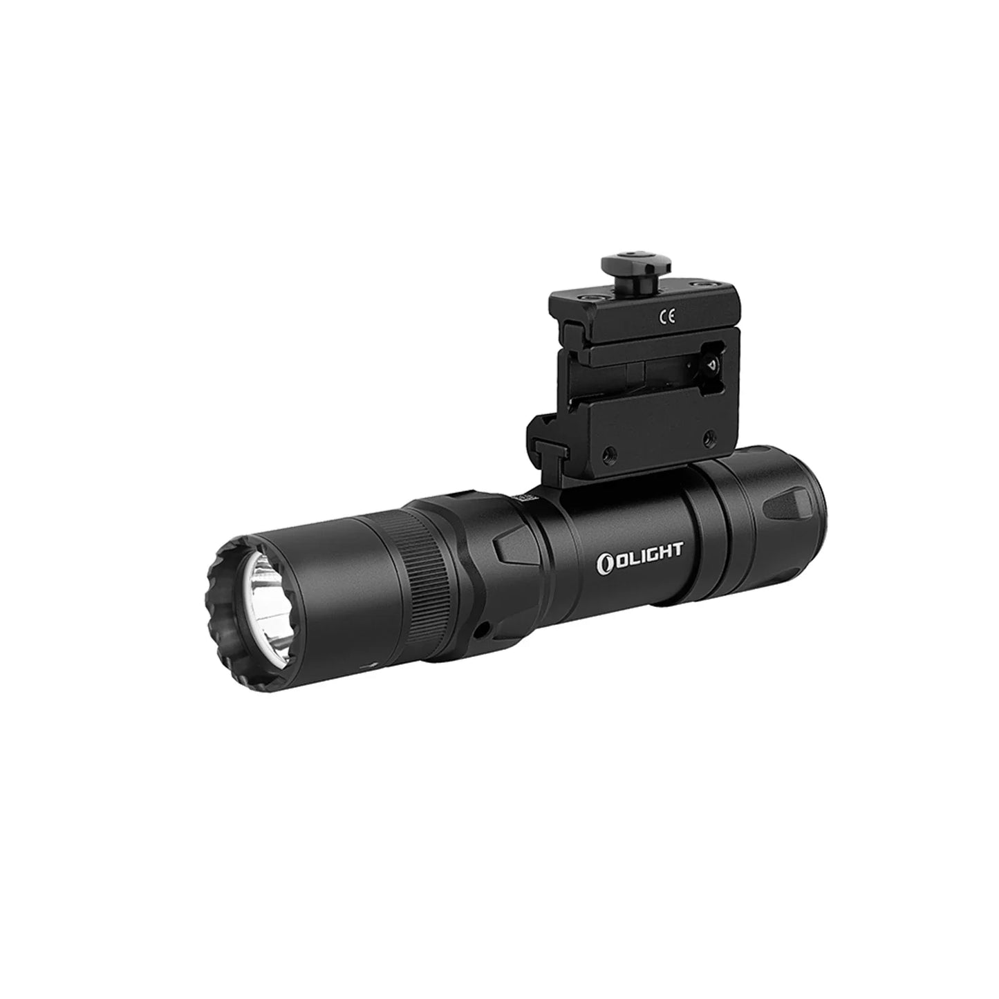 Olight Odin GL Mini front view with Picatinny mount attached