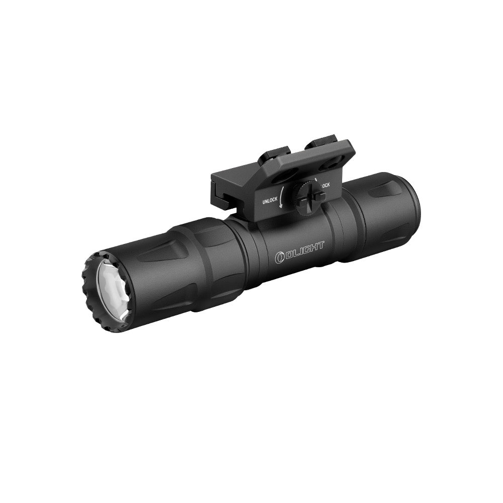 Olight Odin S M-LOK Black angled view showing the M-LOK mount and bezel