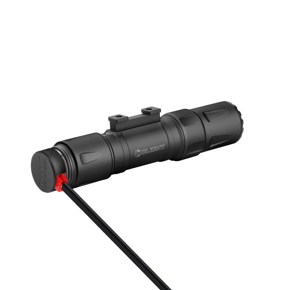 Olight Odin S M-LOK Black magnetic charging cable connection at the tailcap