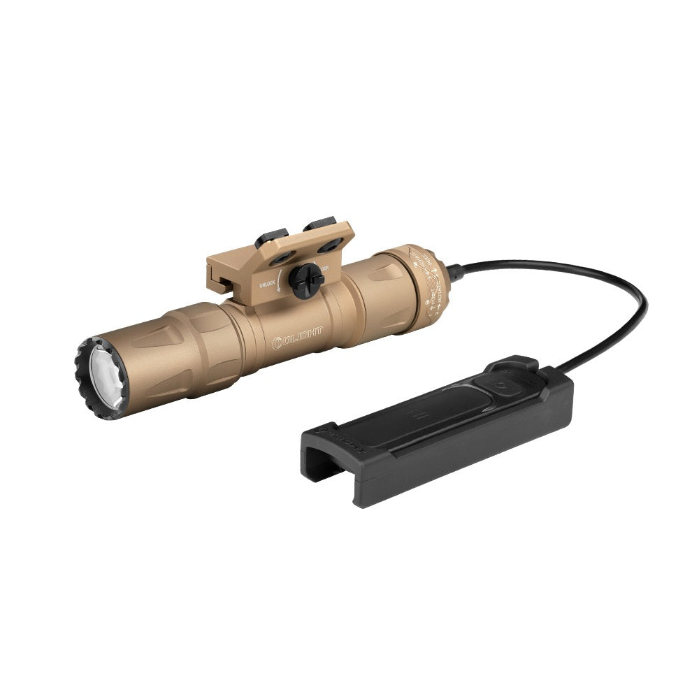 Olight Odin S M-LOK Desert Tan with remote pressure switch – 1,500 lumen weapon light