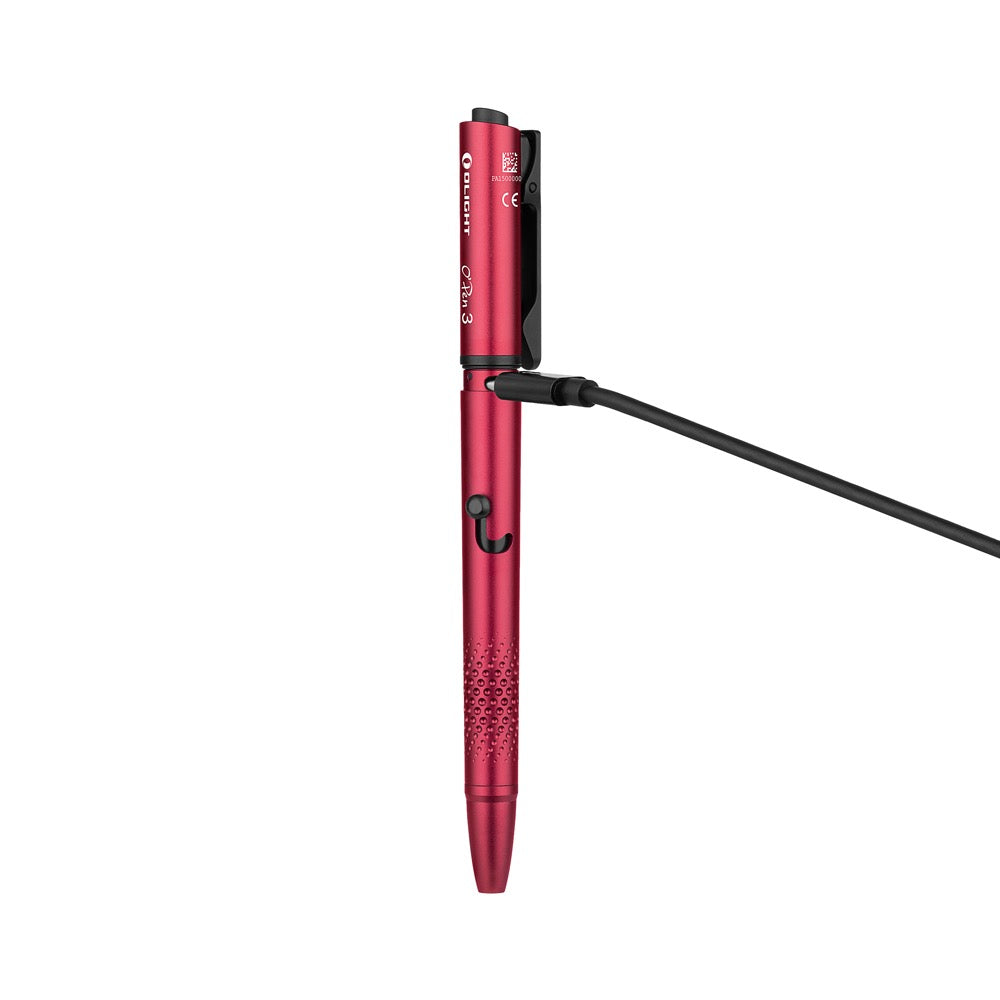 Olight O'Pen 3 Wine Red hidden USB-C charging port