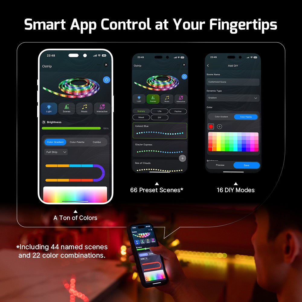 Olight Ostrip smart app control at your fingertips – 66 preset scenes and 16 DIY options