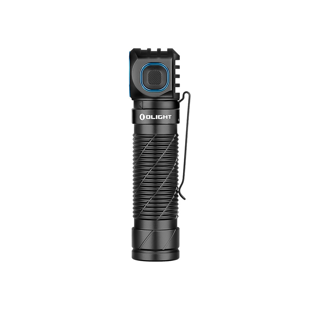 Olight Perun 3 Black side view showing the pocket clip and textured body