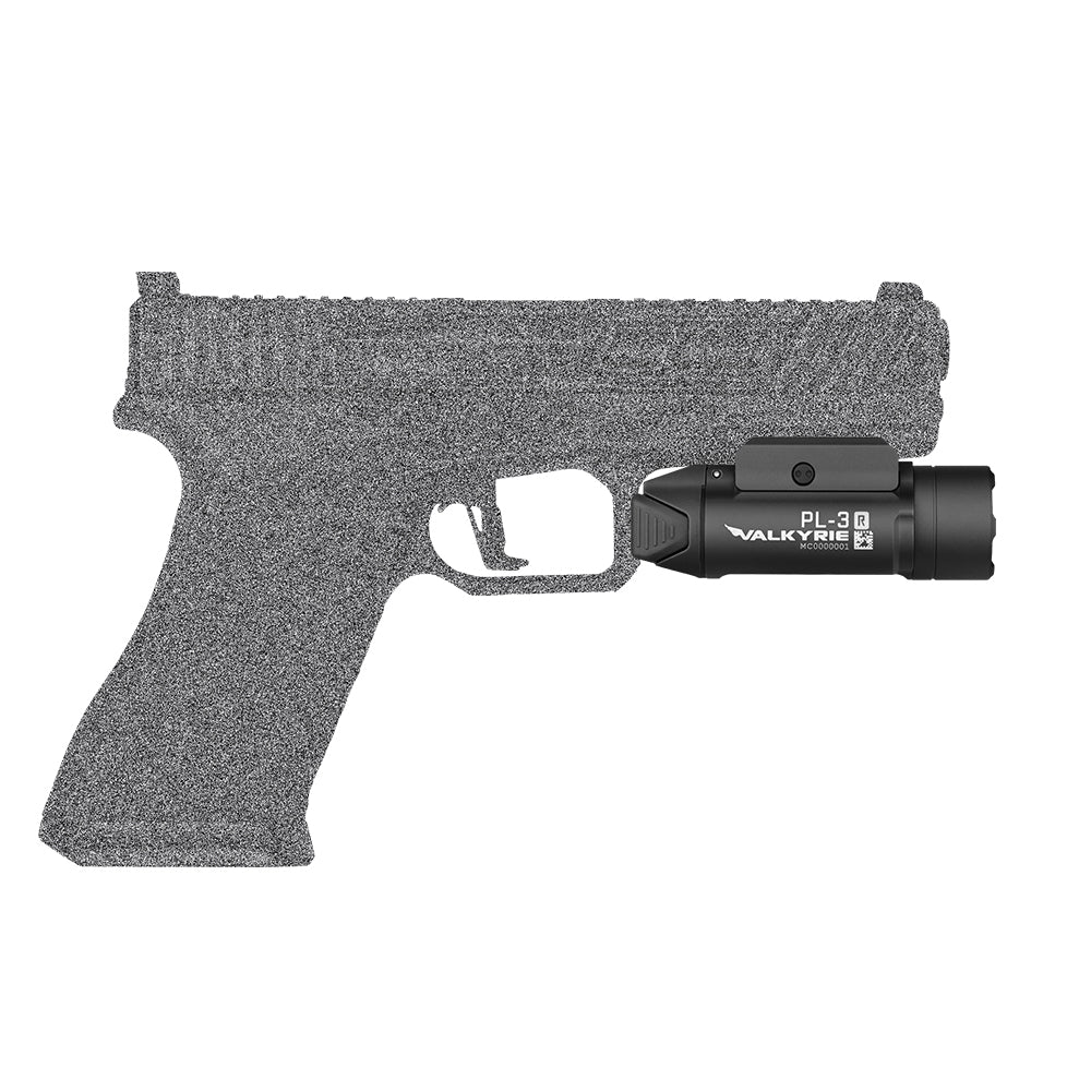 Olight PL-3R Valkyrie mounted on a pistol rail