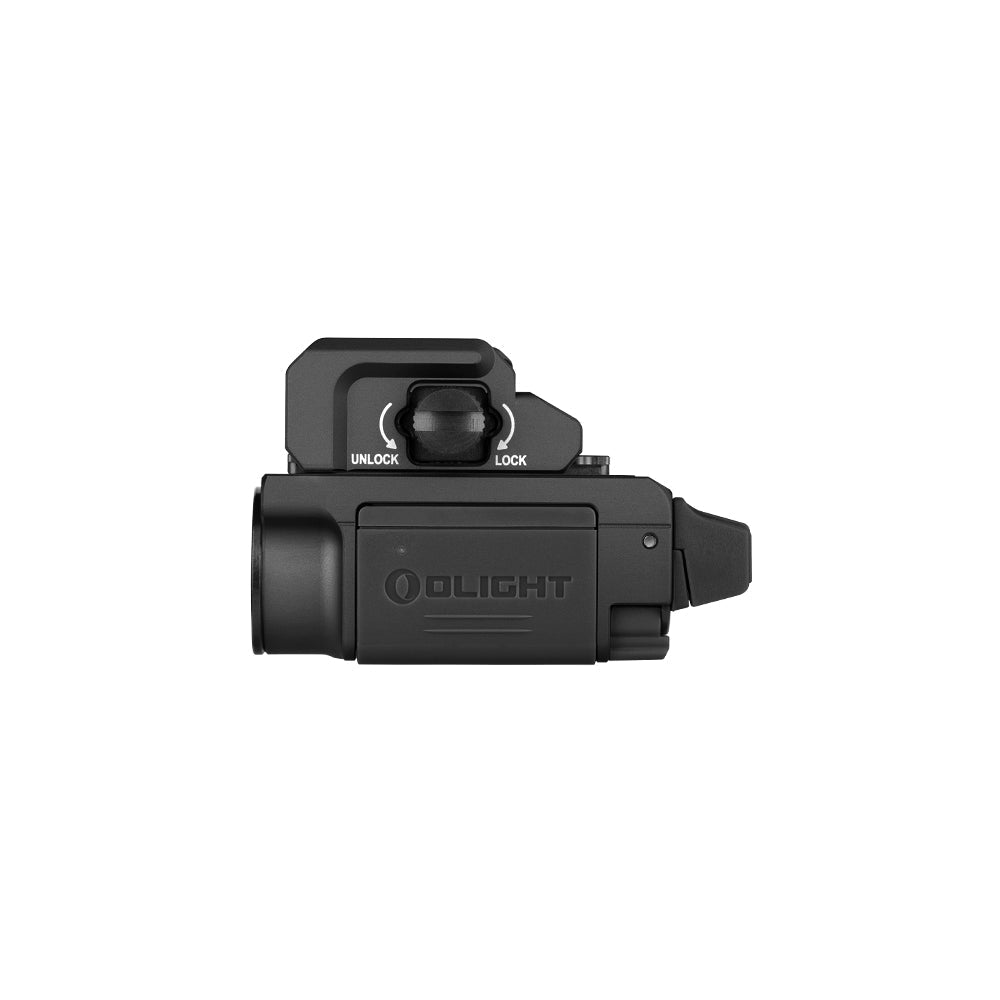 Olight PL-MINI 3 Valkyrie Black front angled view showing the TIR optic