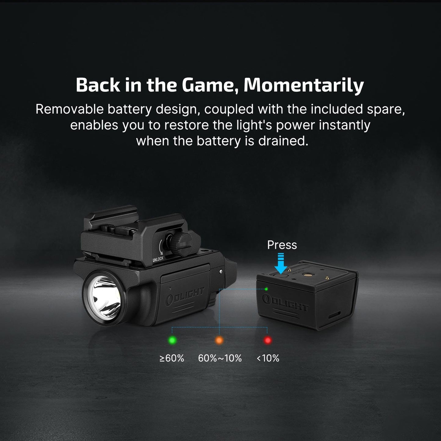 Olight PL-MINI 3 Valkyrie removable battery design with included spare battery for instant power restoration