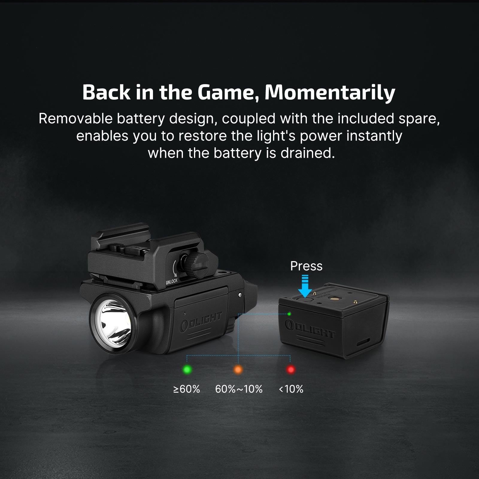 Olight PL-MINI 3 Valkyrie removable battery design with included spare battery for instant power restoration