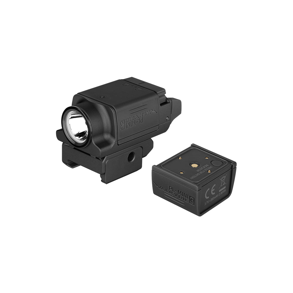 Olight PL-MINI 3 Valkyrie Black shown with its removable spare battery