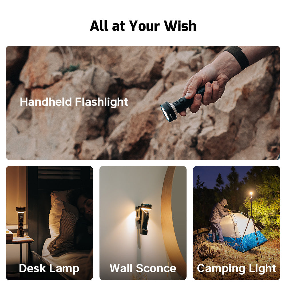 Olight Prowess all at your wish – handheld flashlight, desk lamp, wall sconce and camping light