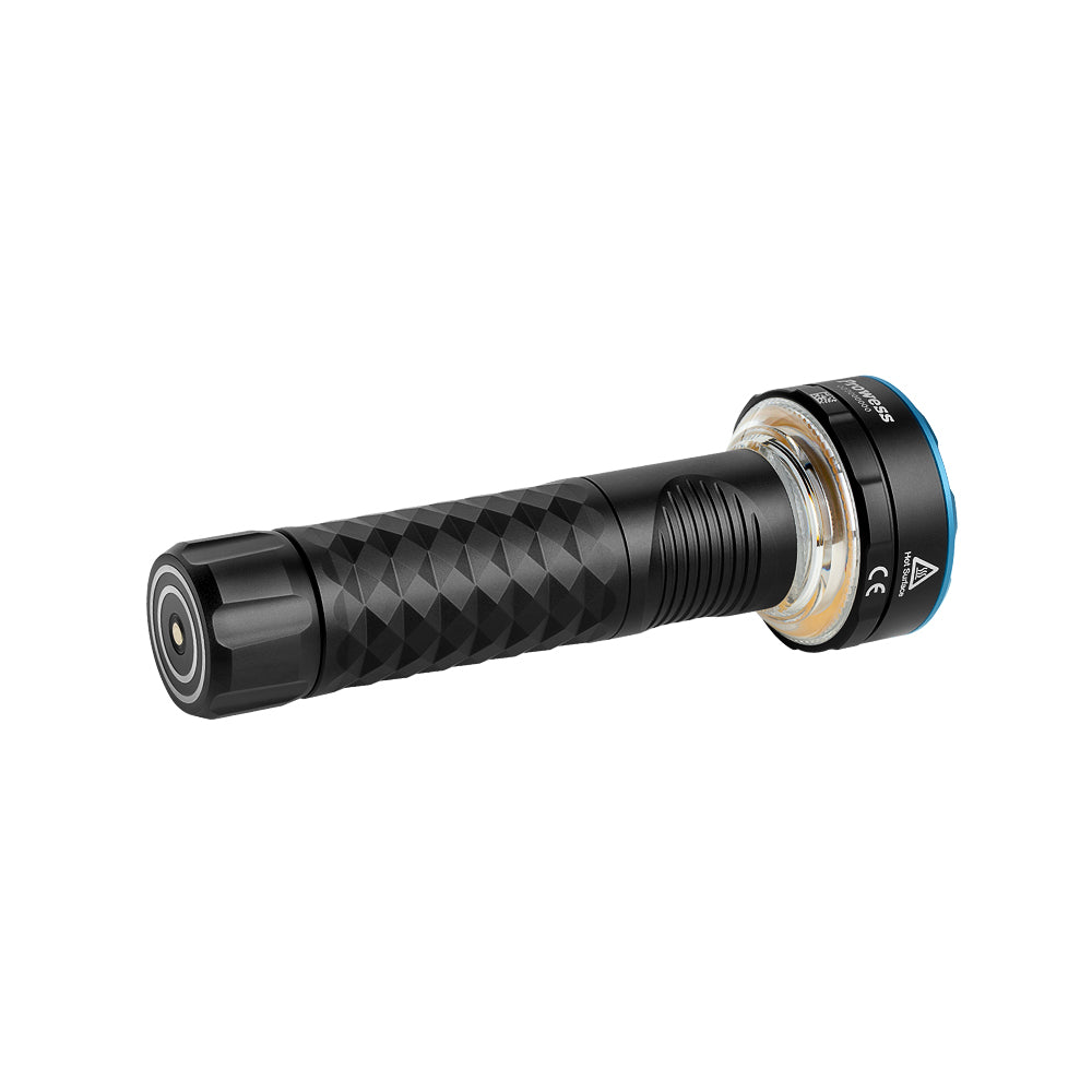 Olight Prowess Black horizontal side view showing the ribbed body and lantern diffuser