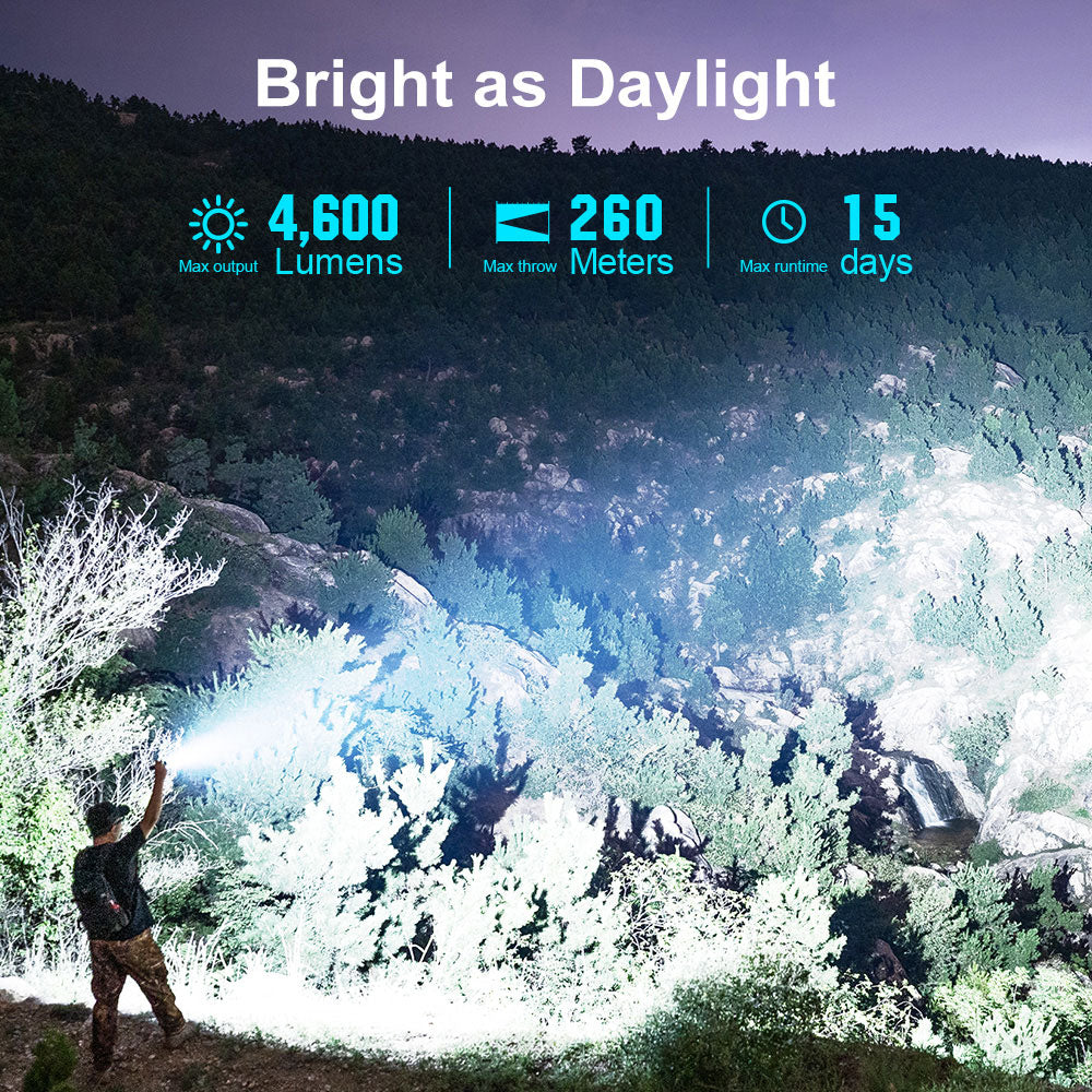 Olight Seeker 4 Pro bright as daylight – 4,600 lumens, 260 meter beam distance and 15 day max runtime