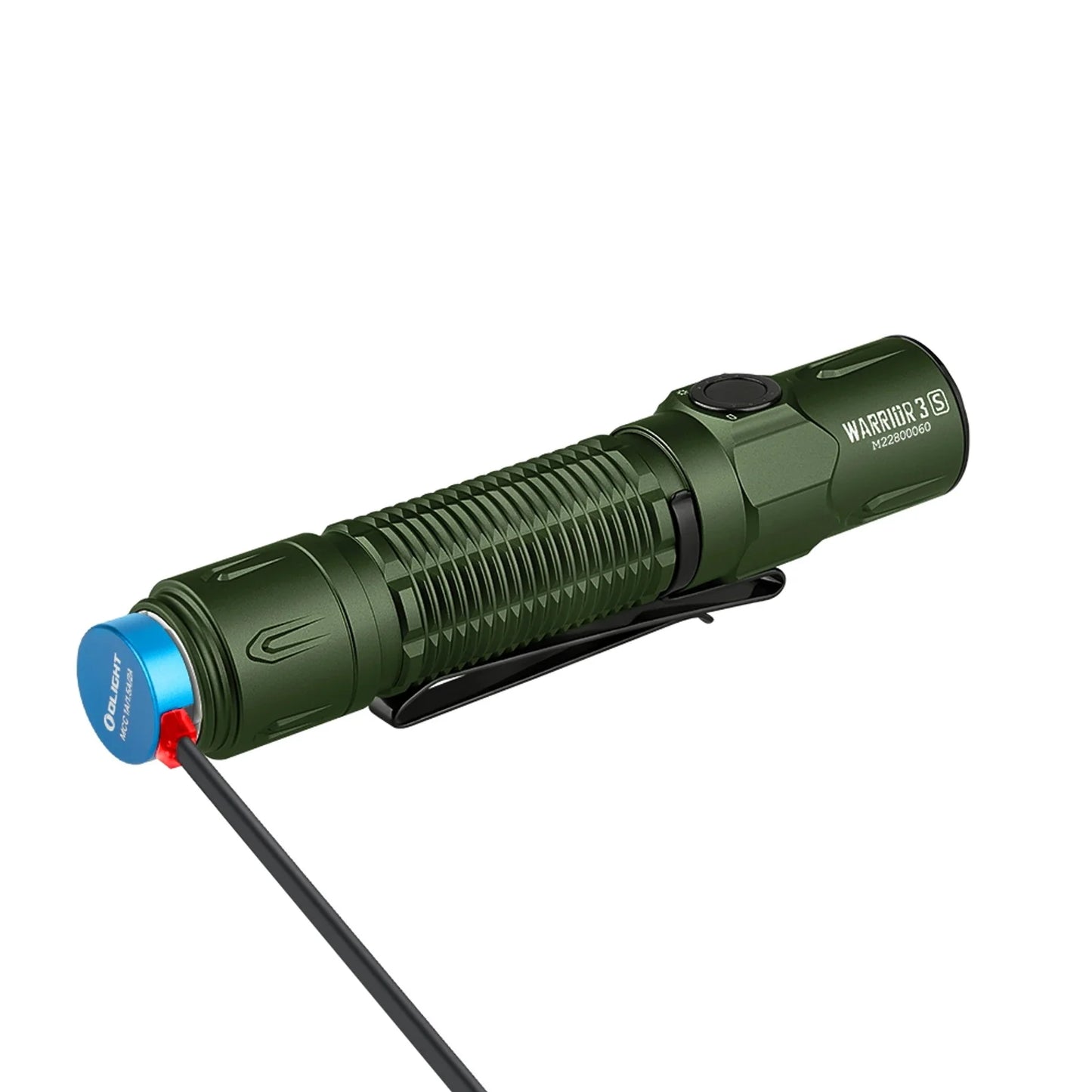 Olight Warrior 3S OD Green magnetic charging via the MCC3 charging cable