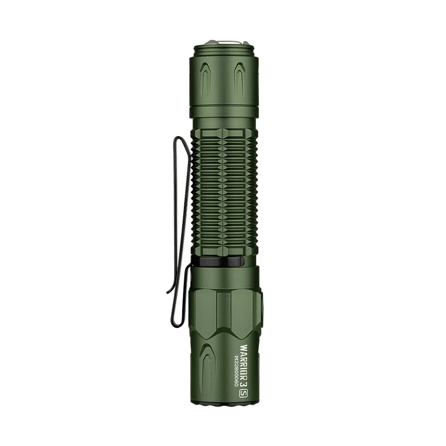 Olight Warrior 3S OD Green side view with lanyard attached