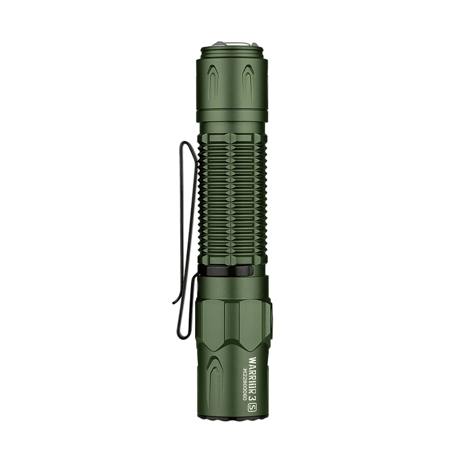 Olight Warrior 3S OD Green side view with lanyard attached
