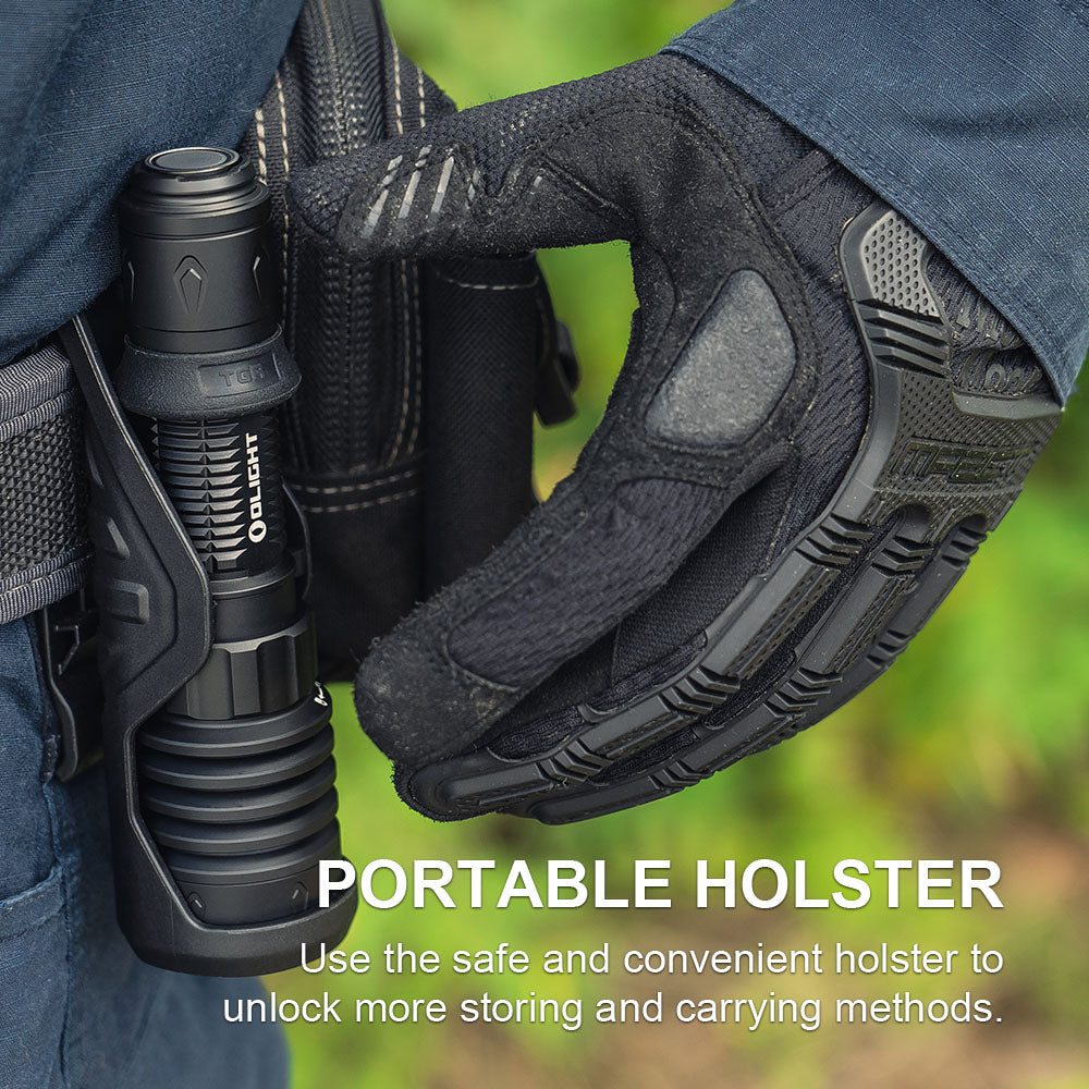 Olight Warrior X 4 portable holster included for safe and convenient carry