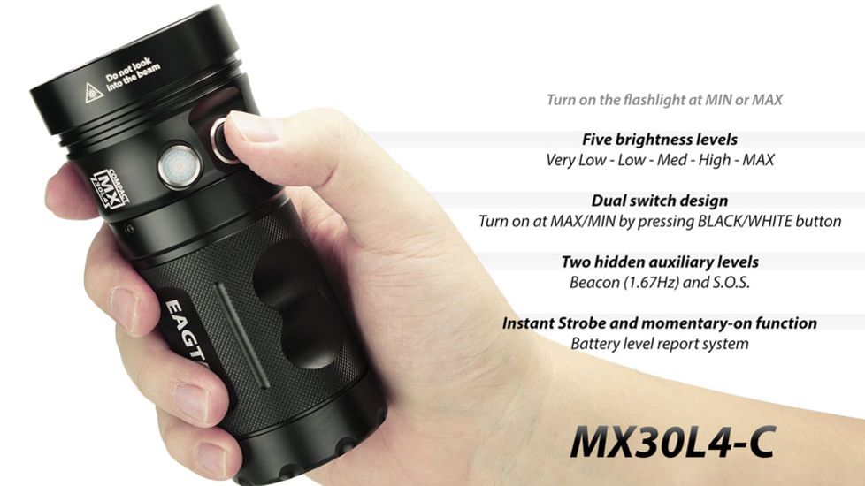 Eagletac MX30L4-C 4800 Lumen 4 x 18650 CREE XP-L Hi LED Flashlight