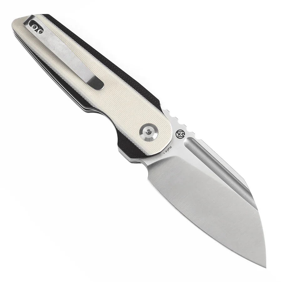 Tenable Rafe L T1048A4 – 3.19" Satin 14C28N Blade, Ivory White & Black G10 Handle with Liner Lock