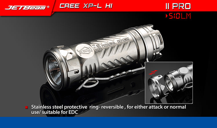 Jetbeam II Pro Anodized Titanium 510 Lumen 1 x CR123 CREE XP-L HI LED Flashlight - Black