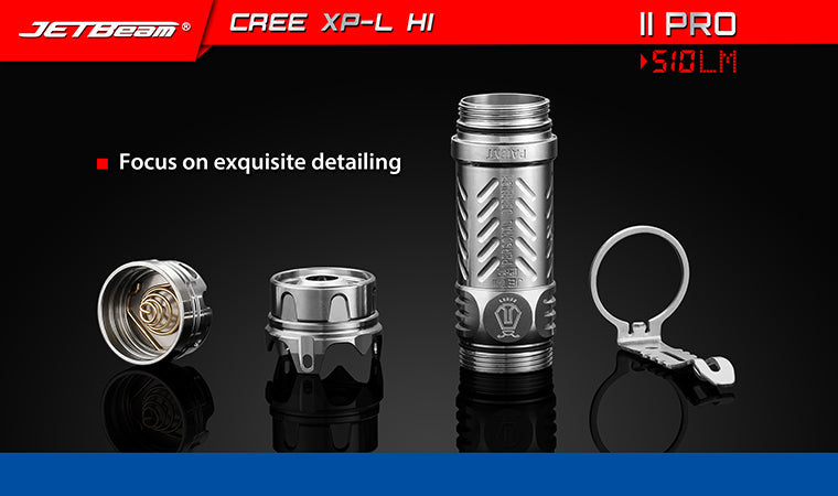 Jetbeam II Pro Anodized Titanium 510 Lumen 1 x CR123 CREE XP-L HI LED Flashlight - Black