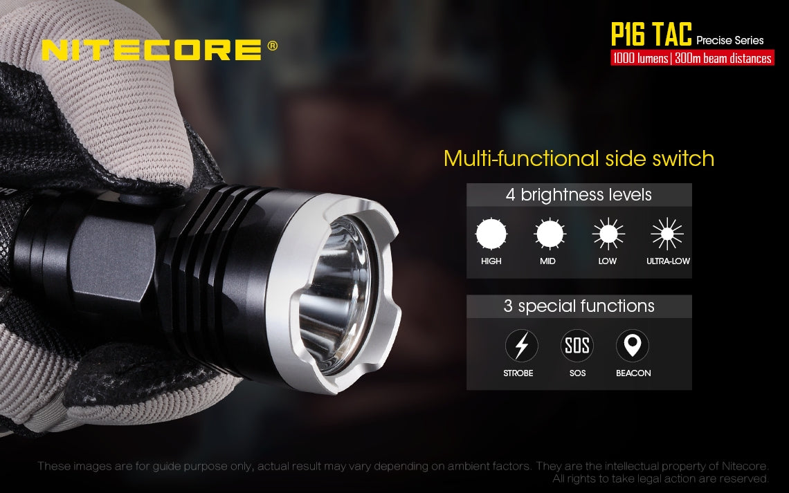 Nitecore P16TAC 1 x 18650 / 1000 Lumen  CREE XM-L2 U3 Flashlight